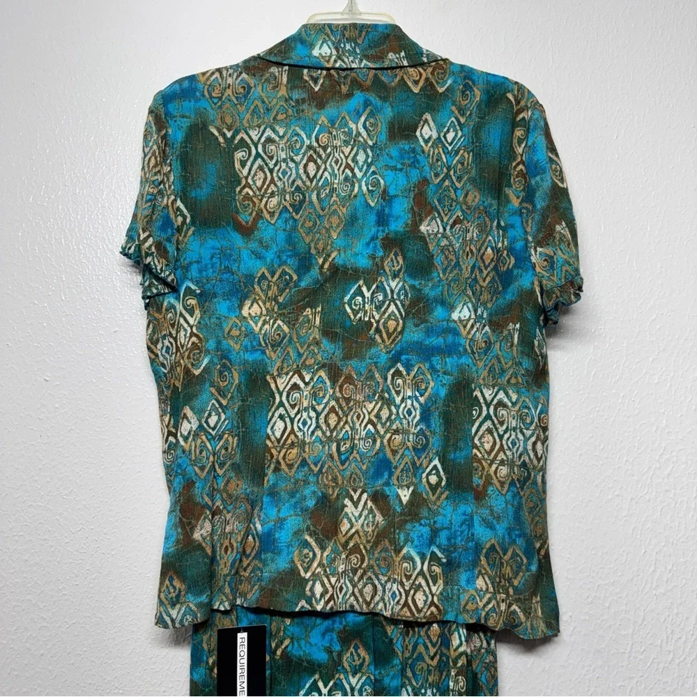 Vintage Requirements Teal & Brown Geometric Skirt Set